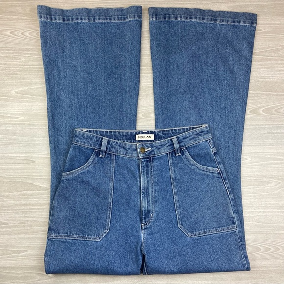 ROLLA'S Eastcoast Flare High Rise G' Day Mate Jeans Vintage Blue Size 30 - Picture 6 of 13